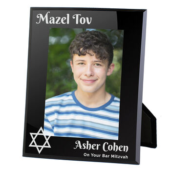 Personalised Bar Mitzvah Black Glass Frame 5x7, 6 of 6