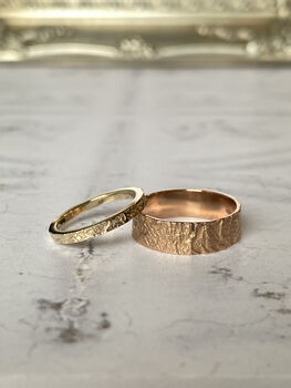 Bark Textured Solid Gold Wedding Rings 5mm+, 7 of 7