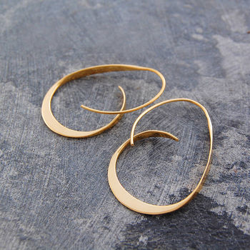Tapered Gold Plated Sterling Silver Hoop Earrings, 2 of 7