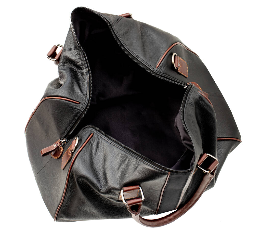 Ladies Black Leather Duffle Bag By Wombat | notonthehighstreet.com