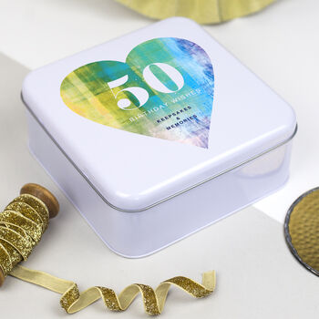 Personalised 50th Birthday Gift Tin Box, 2 of 3