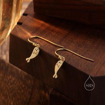 Sterling Silver Cute Baby Seal Drop Dangling Earrings, 3 of 10