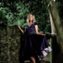Navy Satin Hi Low And Sparkle Occasion Dress, thumbnail 6 of 9