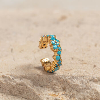 Galaxy Gold Vermeil Plated And Turquoise Cz Ear Cuff, 3 of 6