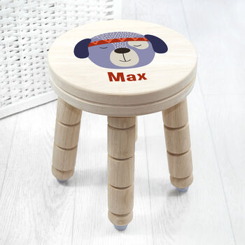 Personalised Cute Puppy Kids Wooden Stool, 2 of 6