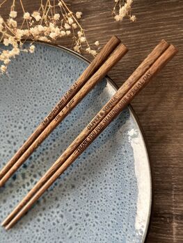 Personalised Wooden Chopsticks Wedding Favours Gift, 3 of 12