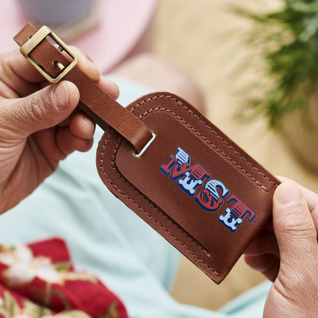 Personalised Large Font Leather Luggage Tag By Vida Vida