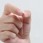 Sterling Silver Tiny Forget Me Not Flower Ear Threaders, thumbnail 2 of 10