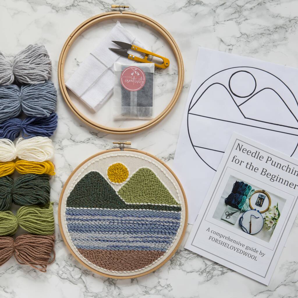 Landscape Beginner Punch Needle Kit By FOR SHE LOVED WOOL