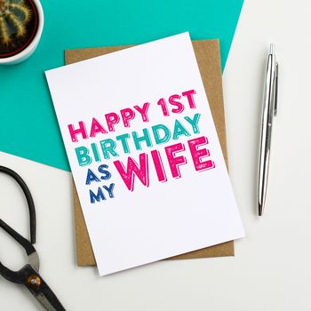 Happy 1st Birthday As My Husband Greetings Card, 2 of 2