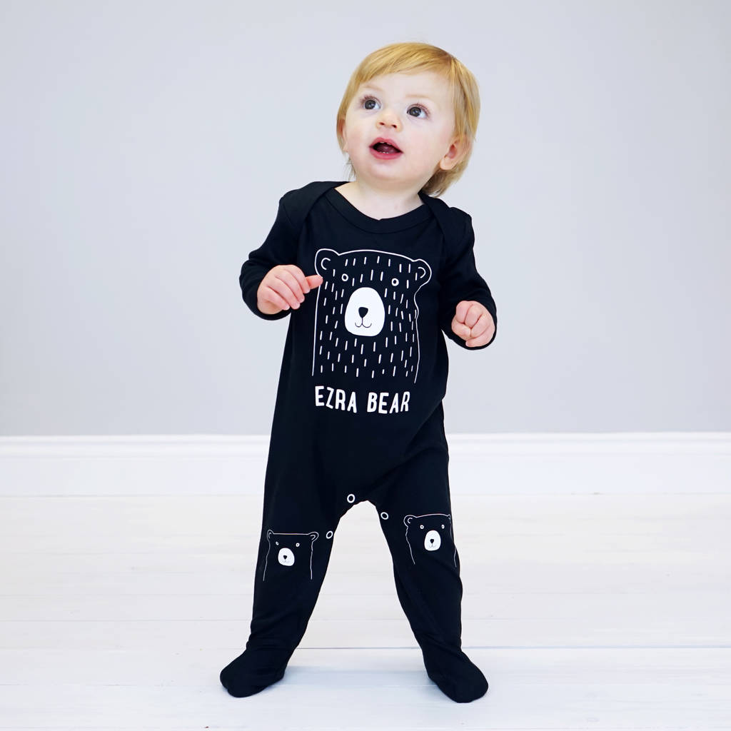 Shop online for Personalised Scandi Bear Baby Sleepsuit Buy