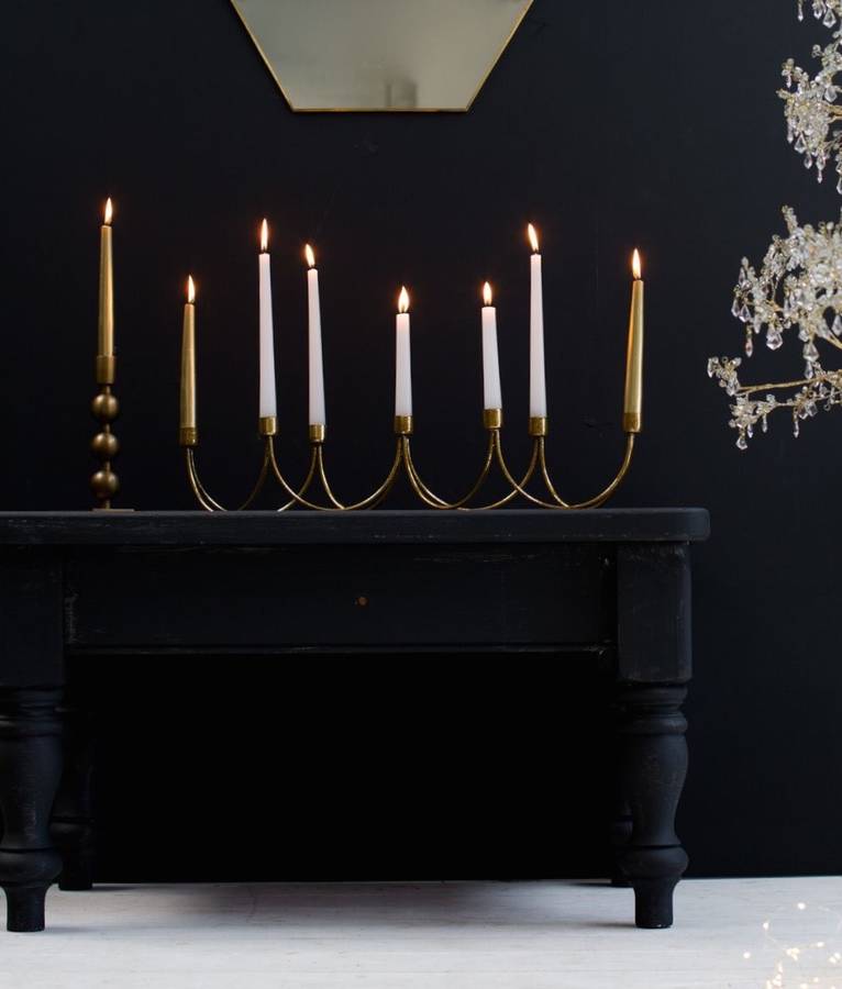 golden curved seven candle holder by the forest & co