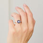 Sri Lankan Blue Sapphire Trilogy Engagement Ring, thumbnail 3 of 4