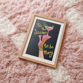 ‘Tis The Season’ Christmas Cocktail Art Print – Festive Wall Decor, 2 of 8