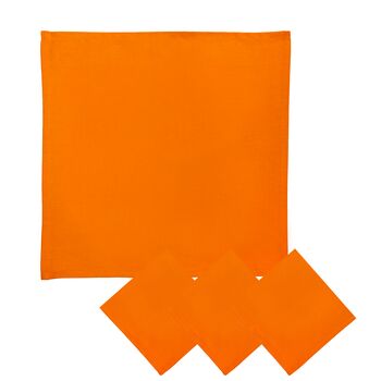 Soft Cotton Linen Napkins Orange • Set Of Four, 2 of 3