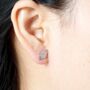 Saturn Silver Stud Earrings With Cz Stones, thumbnail 2 of 7