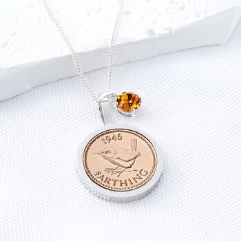 80th Birthday 1946 Farthing Coin Necklace, 3 of 10