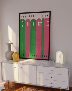Yes Sir, I Can Boogie | Print | Disco Music Print | Music Poster | Wall Art | A5 A4 A3 | Bold | Typographic | Lyrics | Retro, 2 of 8