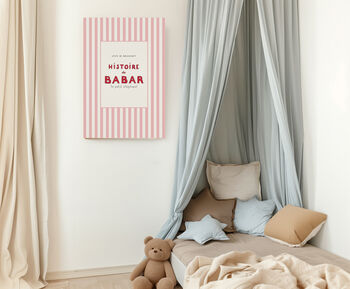 Babar The Elephant Pink Nursery Art Print, 2 of 3