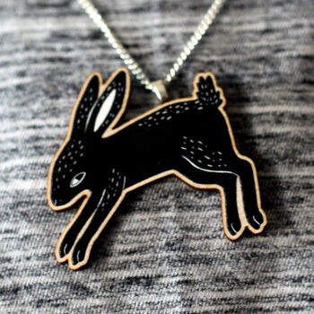 Black Rabbit Wooden Necklace, 7 of 8