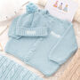 Personalised Pale Blue Luxury Cotton Baby Cardigan, thumbnail 3 of 12