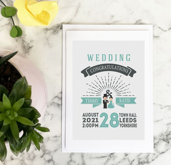 Personalised Wedding Day Card With Wedding Details, 2 of 4