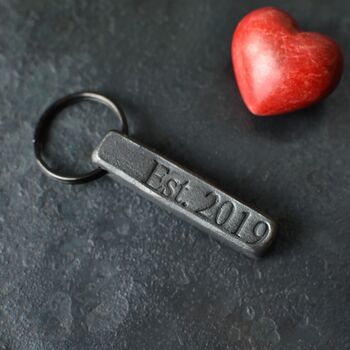 6th Anniversary Gift; Forged Dark Iron Bar Keyring, 7 of 11