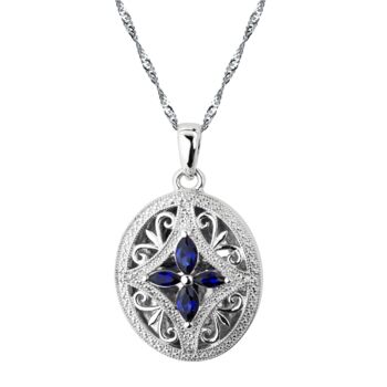 Sterling Silver Created Gemstone And Diamond Lockets, 3 of 7