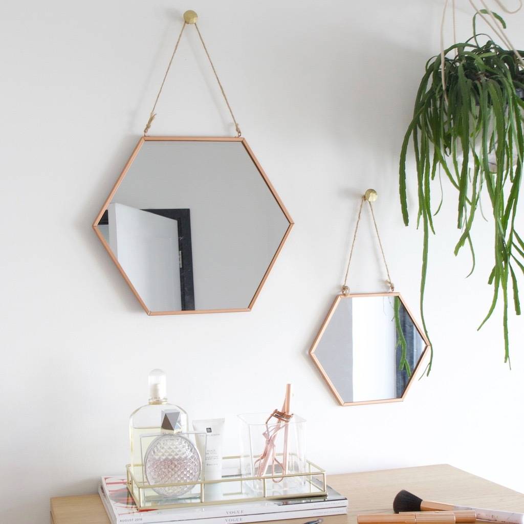 Set Of Two Geometric Copper Mirrors, 1 of 4