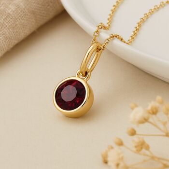 Personalised Gold Plated Sterling Silver Garnet Pendant Necklace: January Birthstone, 3 of 12