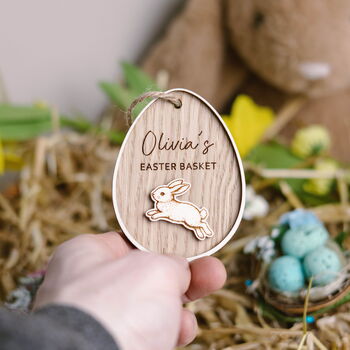 Personalised Easter Basket Name Tag, Kids Egg Hunt Label, My First Easter Ornament, 4 of 4