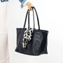 Navy Blue Large Leather Soft Tote Handbag, thumbnail 3 of 9