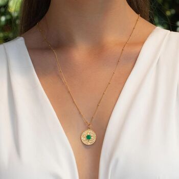 Green Onyx Sun Necklace, 2 of 8