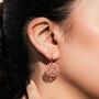 Rose Gold Plated Silver Snowflake Round Drop Earrings, thumbnail 1 of 8