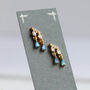 Sapphire Blue Sterling Silver Stud Earrings, thumbnail 3 of 6