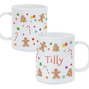 Personalised Gingerbread Pattern Plastic Mug – Perfect For Children’s Christmas Drinks, 4 of 4