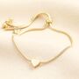 Stainless Steel Pull Cord Heart Charm Bracelet In Gold, thumbnail 1 of 4