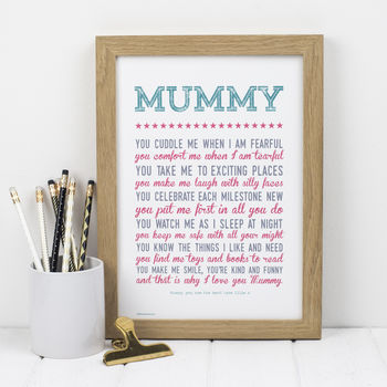 personalised mummy print with mummy poem by bespoke verse ...