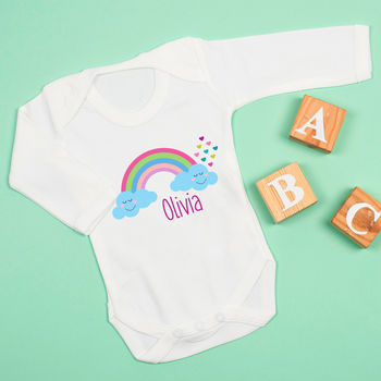 Personalised Rainbow Babygrow Baby Gift, 5 of 8