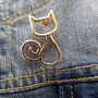 Gold Or Silver Cat Outline Lapel Brooch, thumbnail 4 of 8