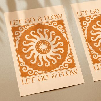 Let Go And Flow, Orange, Bohemian Celestial Sun Yoga Meditation Art Poster, 2 of 3