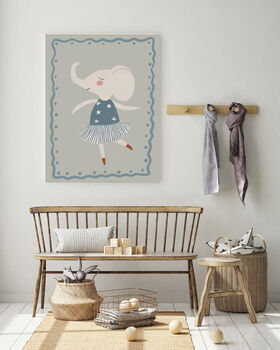Ballerina Elephant Nursery Art Print, 4 of 4