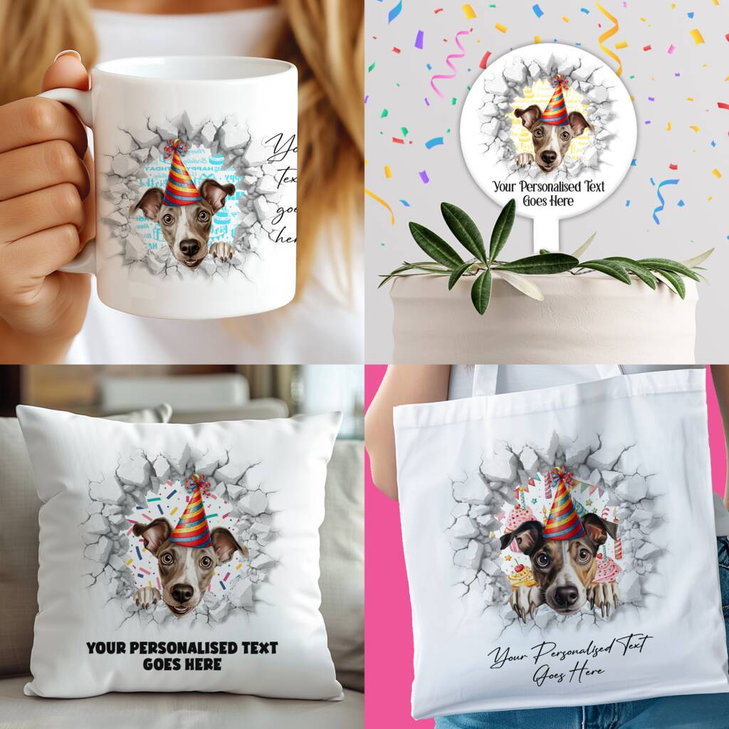 Personalised Greyhound Birthday Break Through Dog, 1 of 8