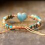Natural Amazonite And Onyx Love Heart Stone Bracelet, thumbnail 3 of 6