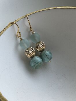 Blue And Gold Stacked Earrings, 5 of 5