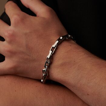 Silver Personalised Large Link Bracelet For Men And Women, 9 of 12