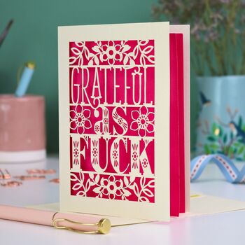 Grateful As Fuck Laser Cut Card, 3 of 6