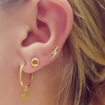 18ct Gold Vermeil Lightning Bolt Ear Stud Earrings, 3 of 8