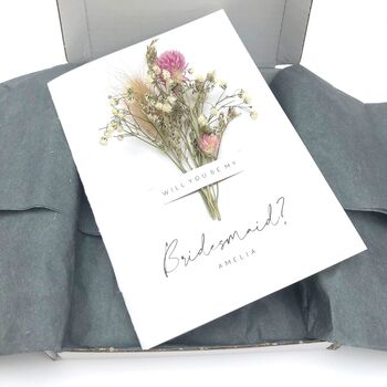 Will You Be My Bridesmaid Dried Flower Card, 2 of 4