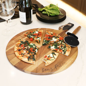 Personalised Pizza Cutter And Serving Board Set, 2 of 10
